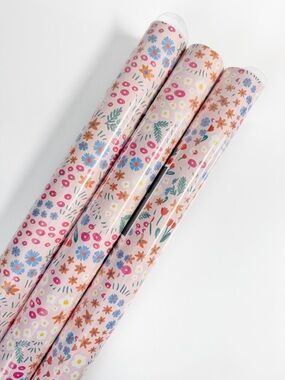 Hallmark Pink Floral Gift Wrapping Paper Lot Limited Edition 20 sq ft NWT